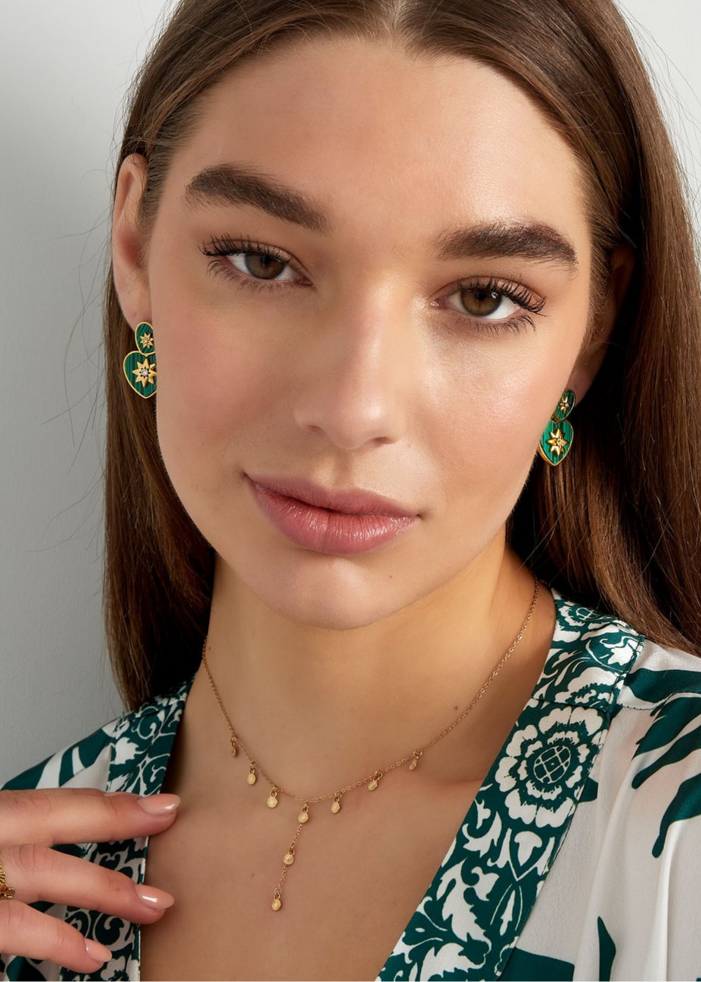 The Edit - Teal Stone Heart Earrings with Star