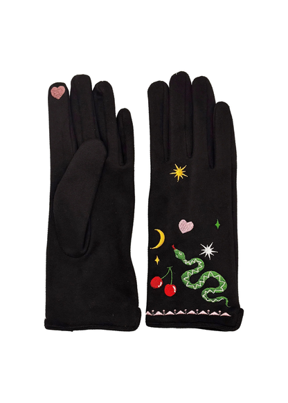 House of Disaster - Inked Embroidered Snake Gloves