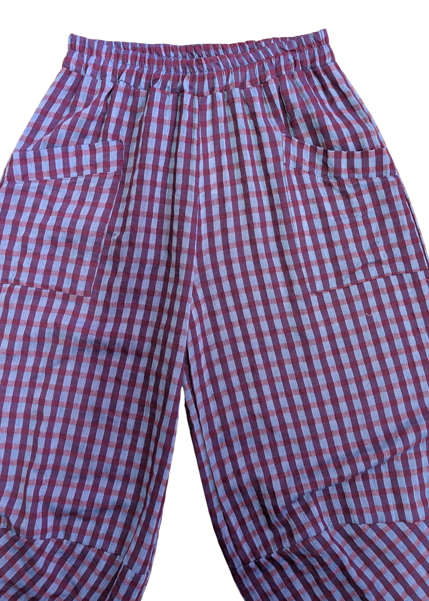 The Edit - Berry & Lavender Gingham Check Barrel Leg Trousers