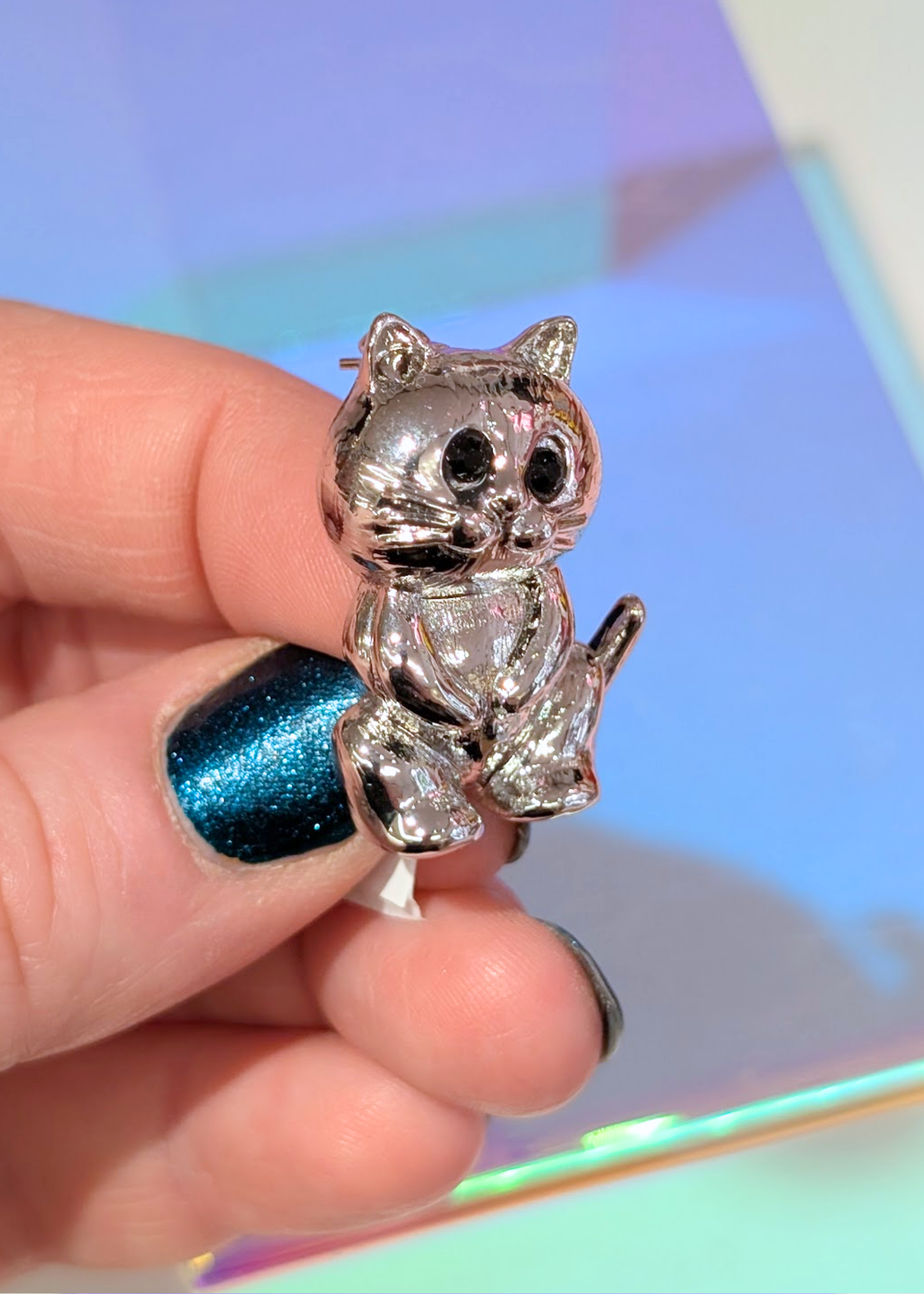 The Edit - Silver Cute Kitten Brooch