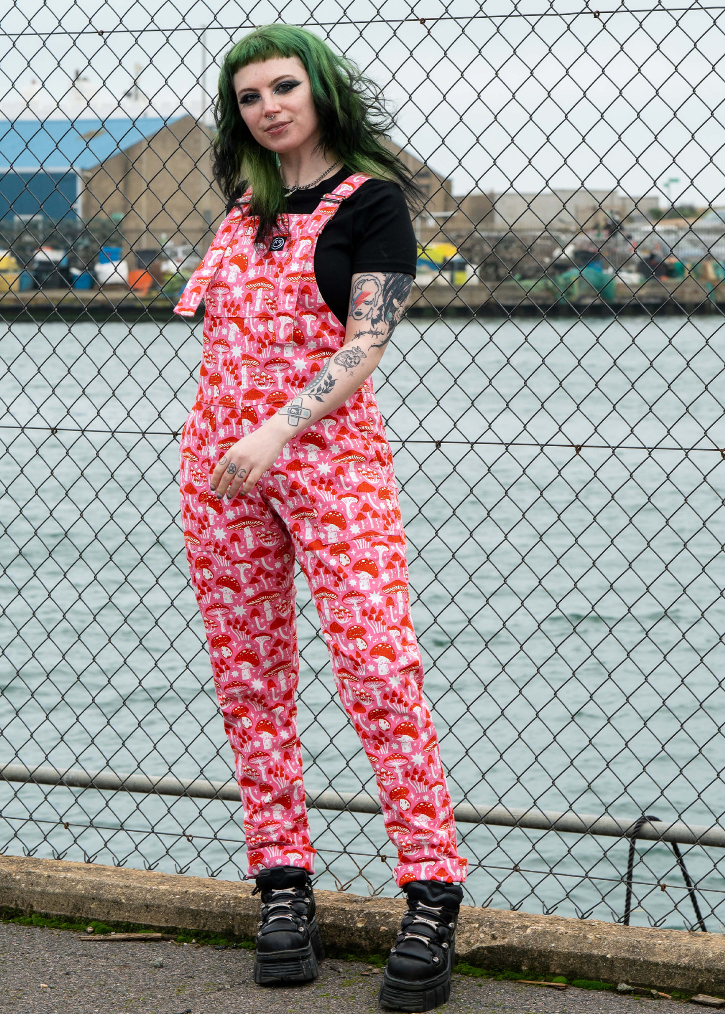 Rebel Romance x Stacey McEvoy-Caunt Mushrooms Stretch Dungarees