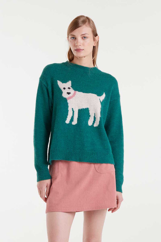 Compañia Fantastica - Green Doggy Knit Jumper