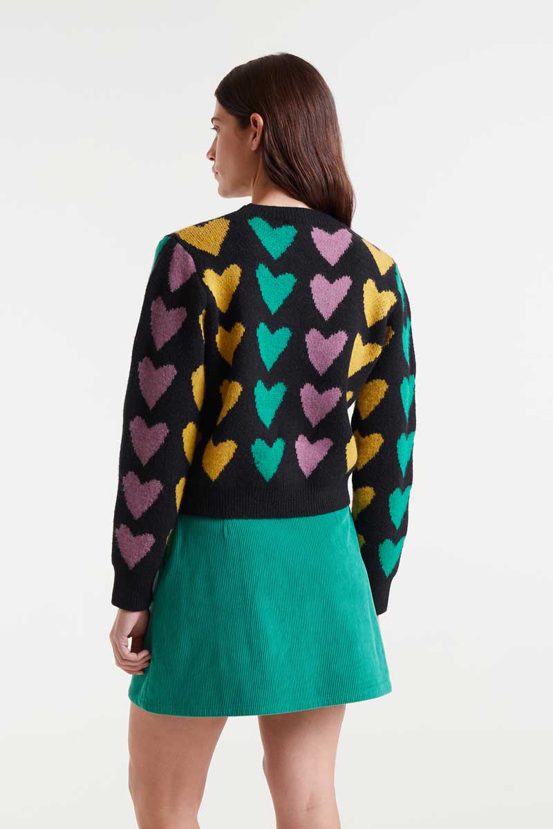 Compañia Fantastica - Black & Pastel Heart Knit Jumper