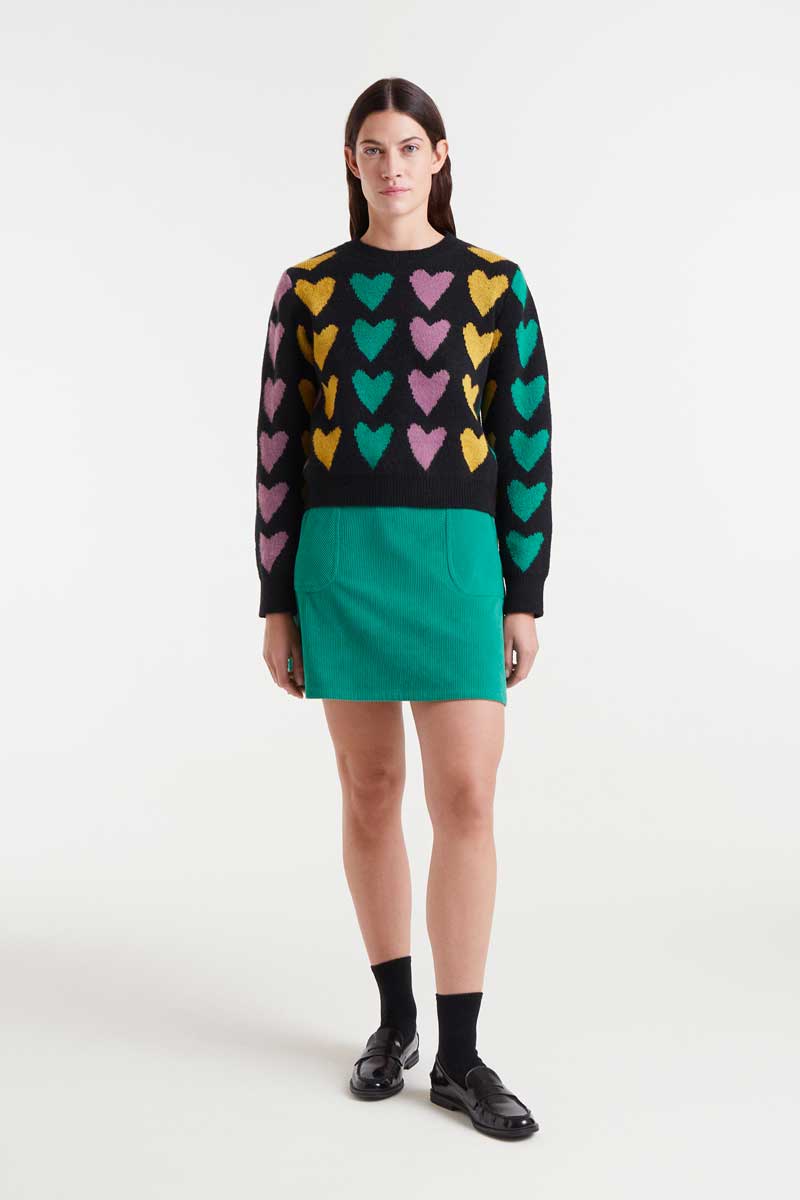 Compañia Fantastica - Black & Pastel Heart Knit Jumper