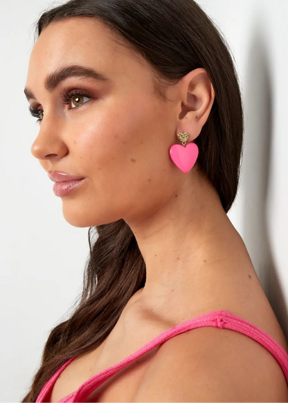 The Edit - Pink & Gold Double Heart Earrings