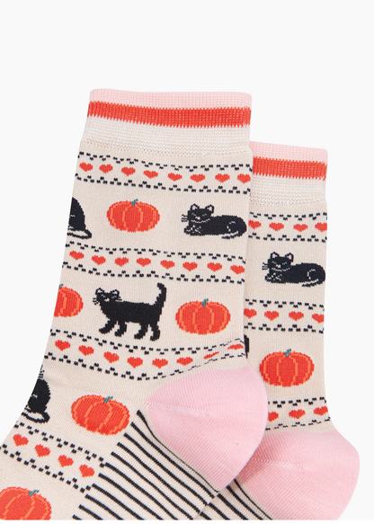 Sock Talk - Cat & Pumpkin Bamboo Socks