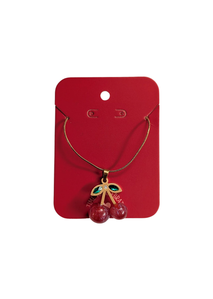 The Edit - Stainless Steel Glitter Cherry Gold Necklace