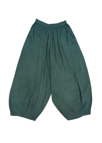 The Edit - Emerald Green Cocoon Linen Trousers