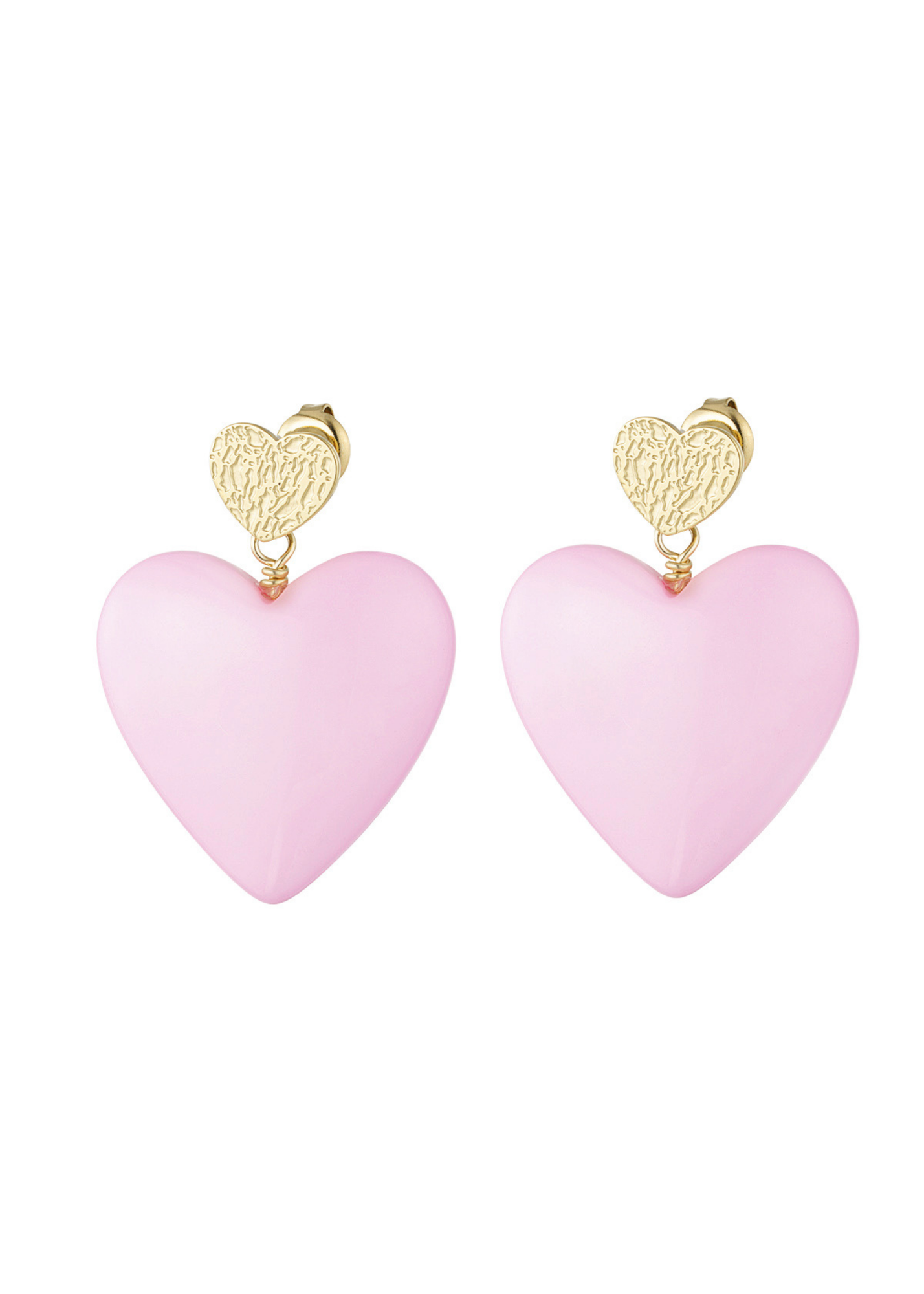 The Edit - Pink & Gold Double Heart Earrings