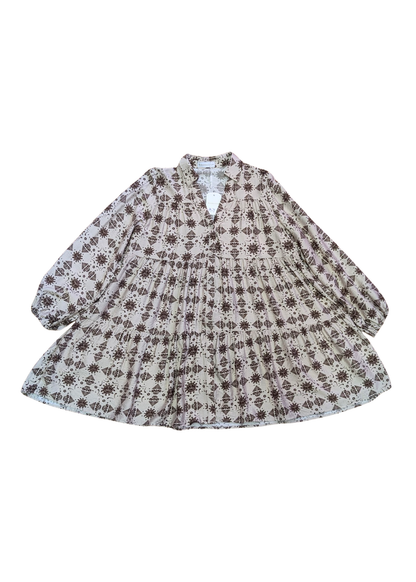 The Edit - Brown Cosmic Sun Print Shirt Dress