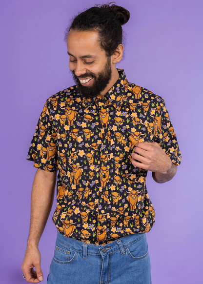 Run & Fly - Highland Cows Short Sleeve Shirt