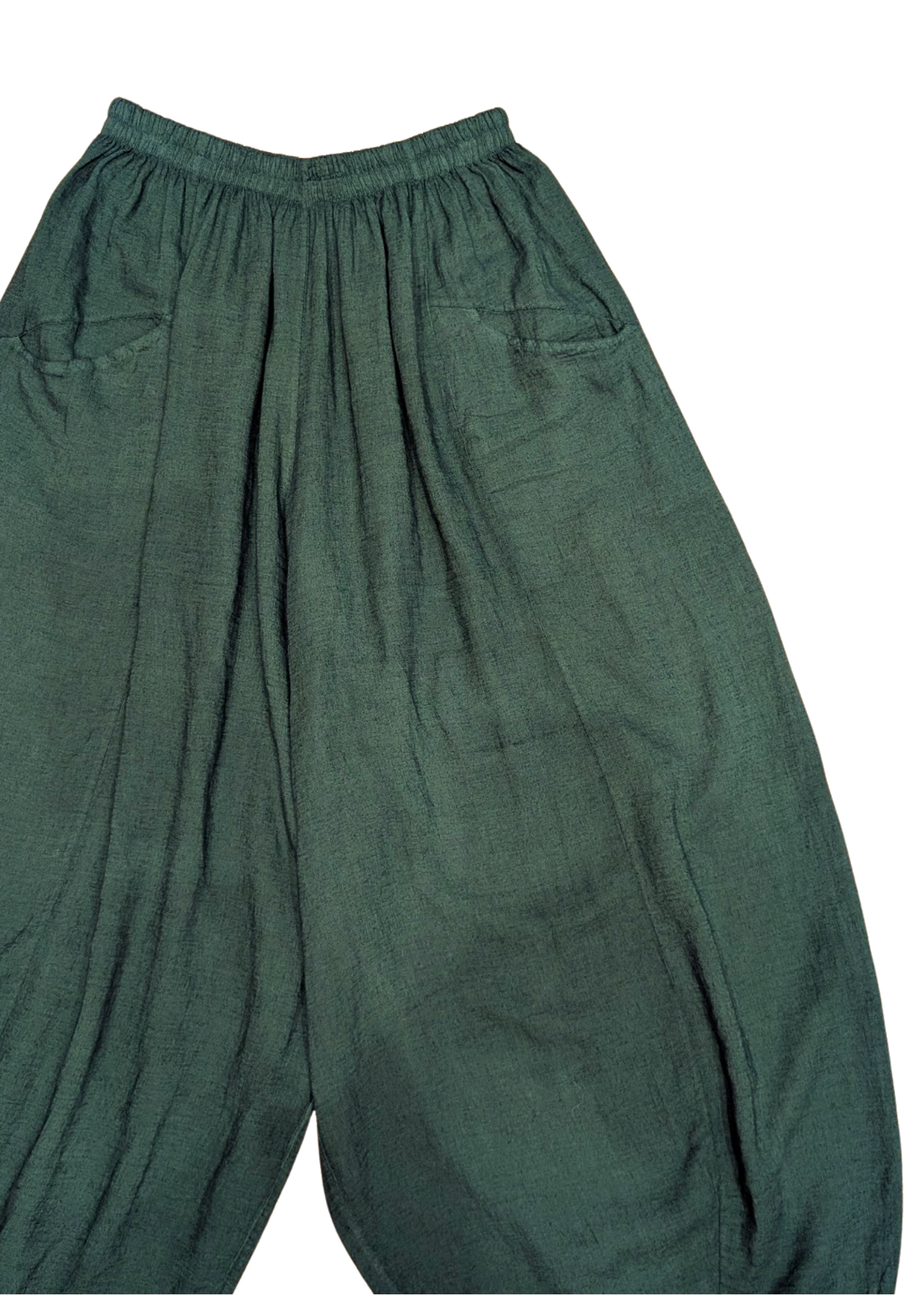 The Edit - Emerald Green Cocoon Linen Trousers