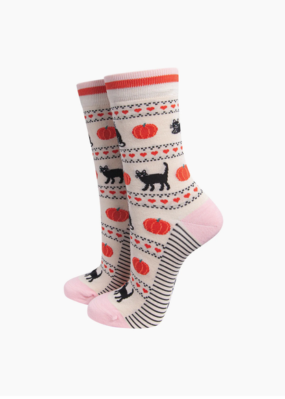 Sock Talk - Cat & Pumpkin Bamboo Socks