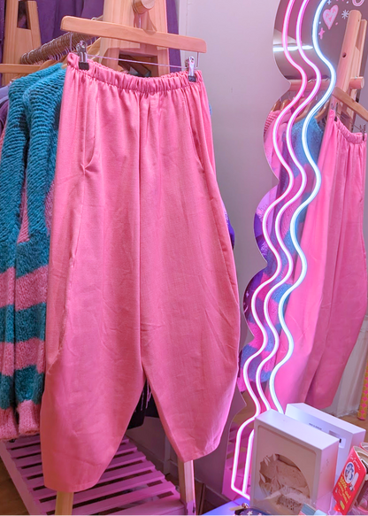 The Edit - Pink Twill Cocoon Trousers