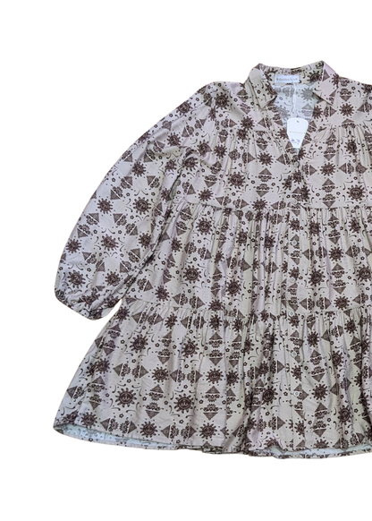 The Edit - Brown Cosmic Sun Print Shirt Dress