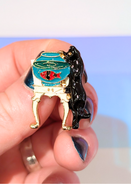 The Edit - Cat and Fish Bowl Brooch