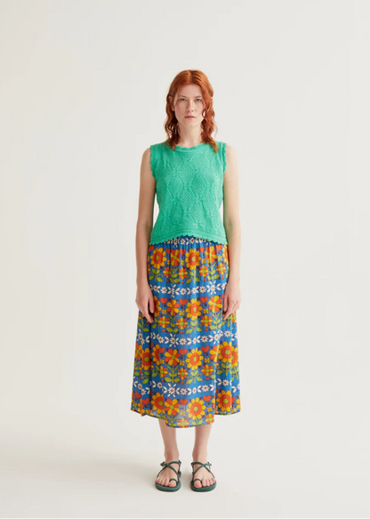 Compañia Fantastica - Retro Garden Print Midi Skirt