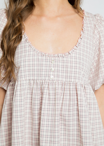 Daisy Street - Orielle Pink Check Scoop Neck Dress