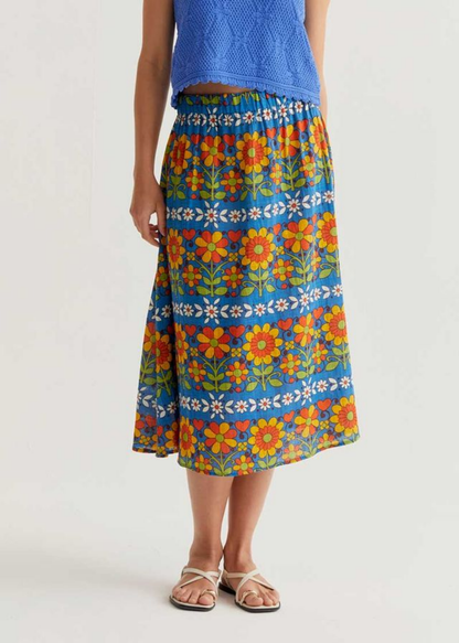 Compañia Fantastica - Retro Garden Print Midi Skirt