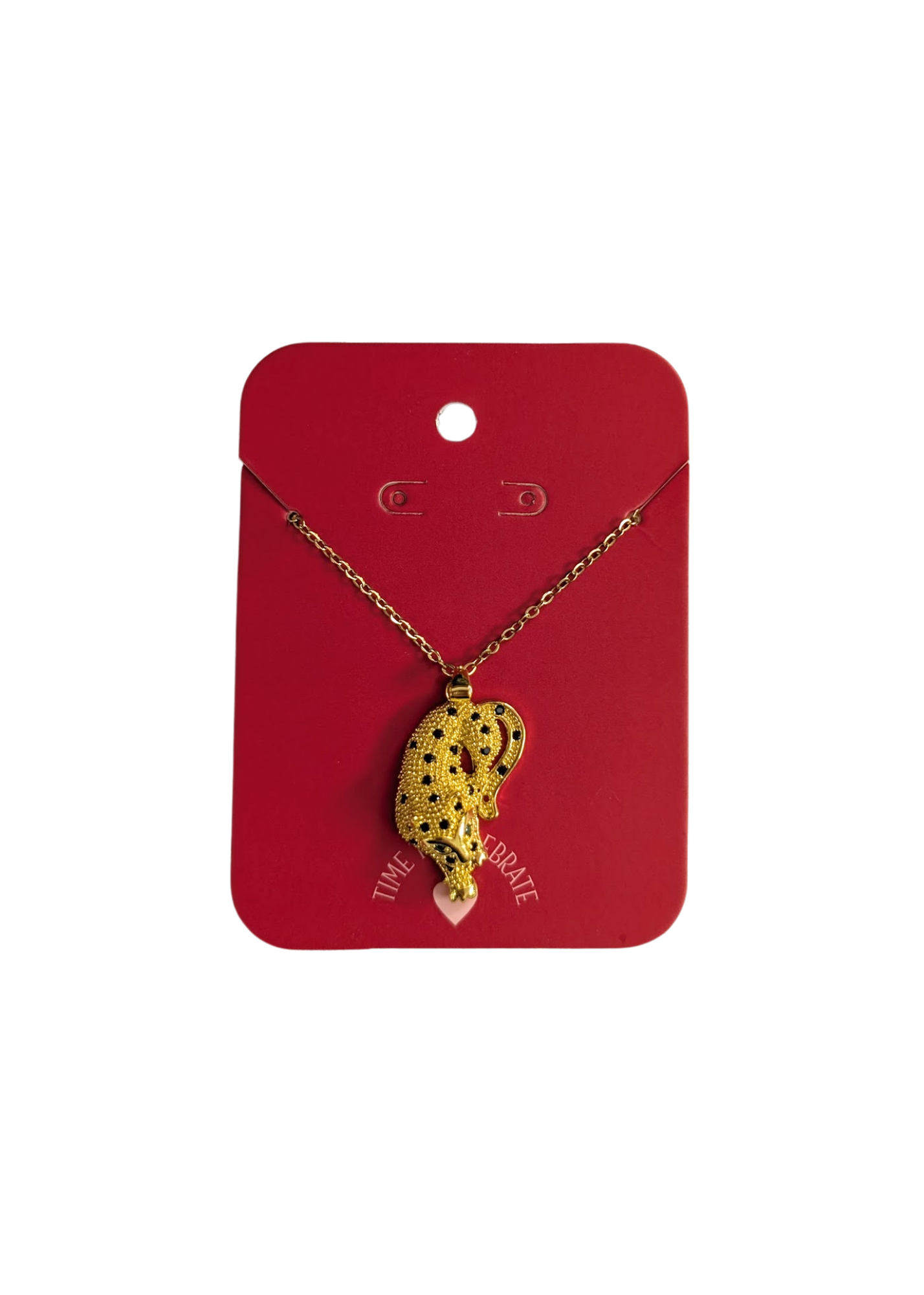 The Edit - Stainless Steel Gold Jewel-Encrusted Leopard Necklace