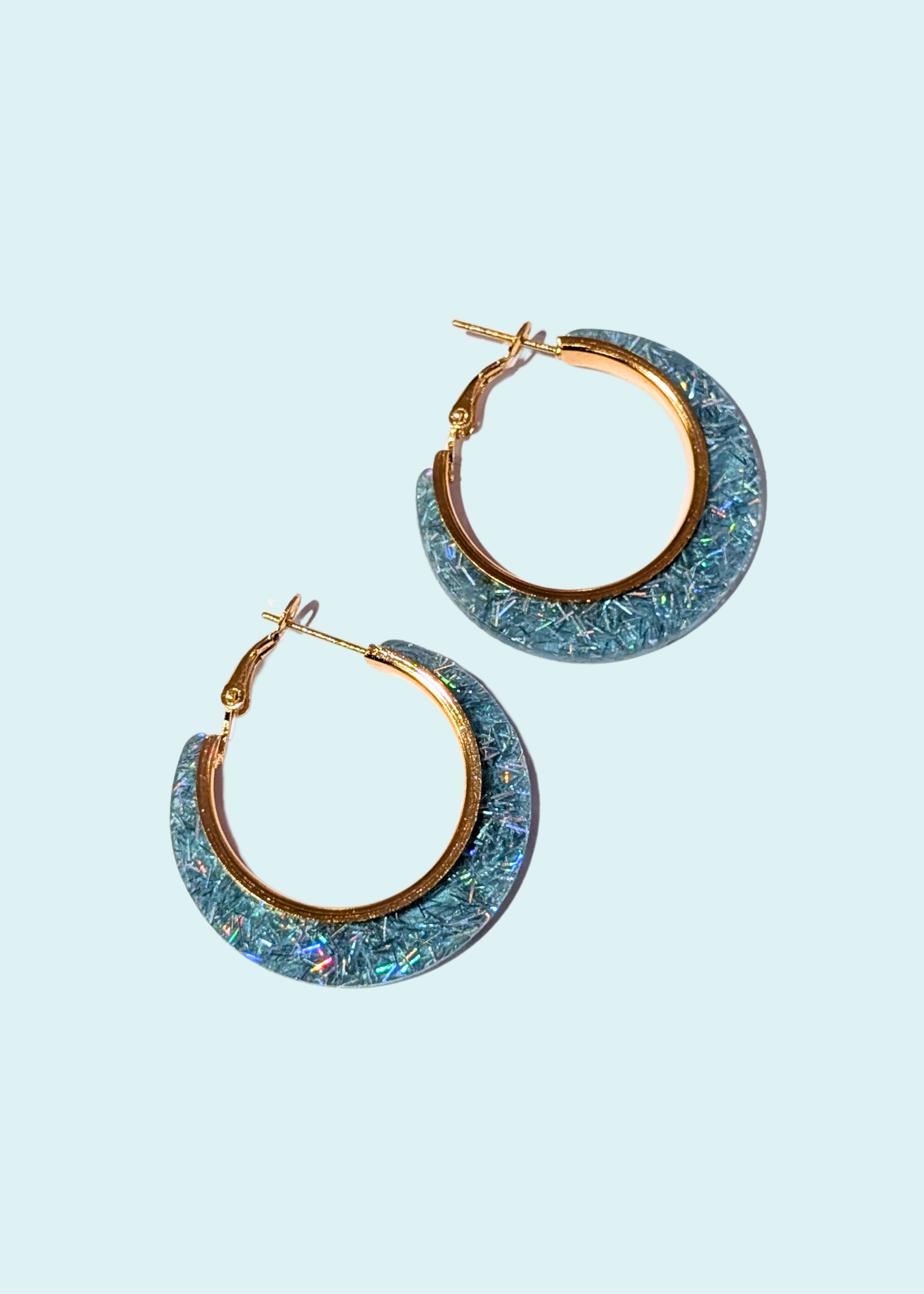 The Edit - Blue Iridescent Glitter Small Hoop Earrings