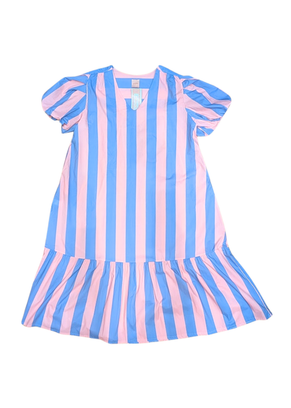 The Edit - Pink & Blue Vertical Stripe Maxi Smock Dress