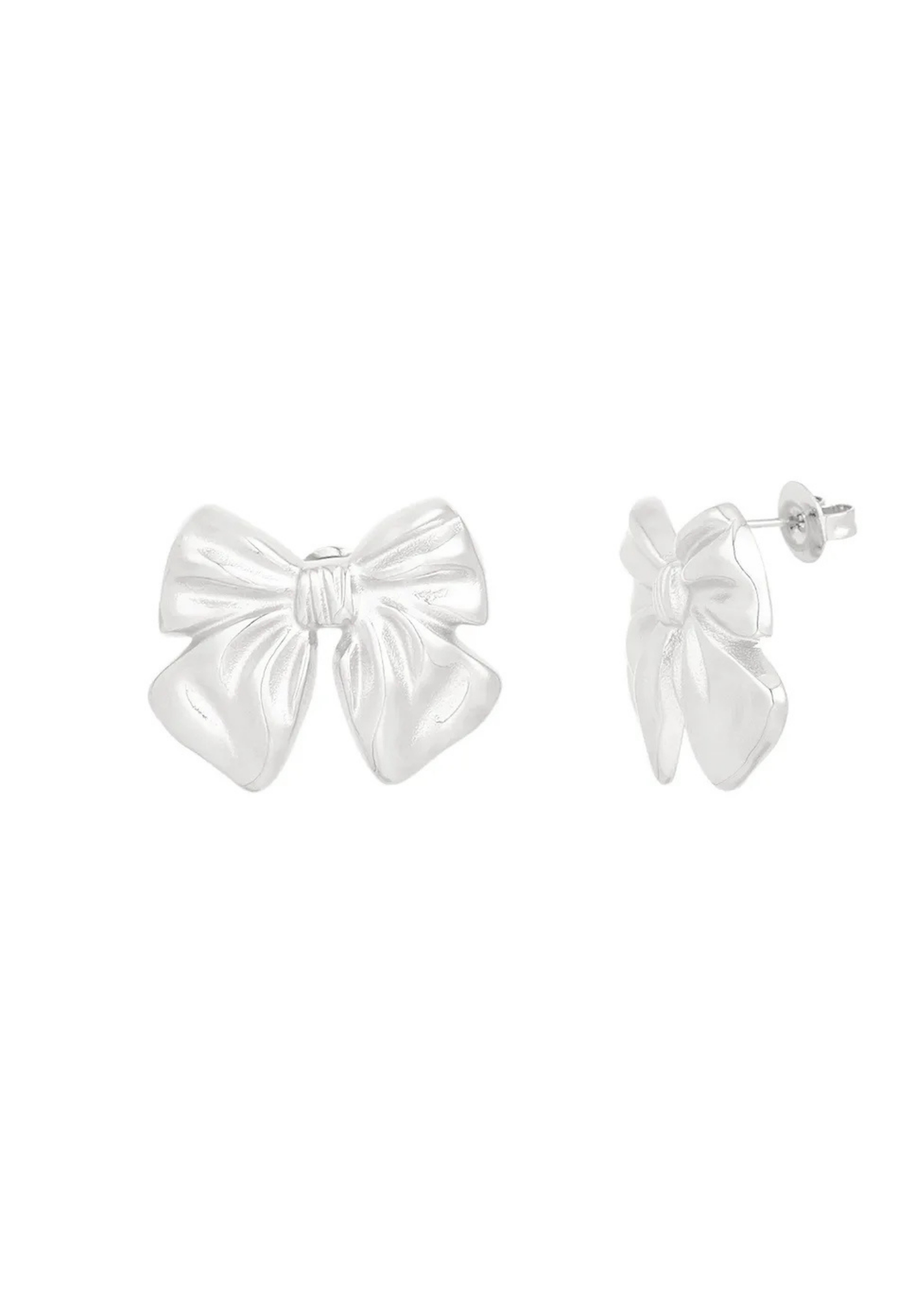 The Edit - Big Silver Bow Earrings