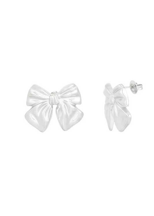 The Edit - Big Silver Bow Earrings