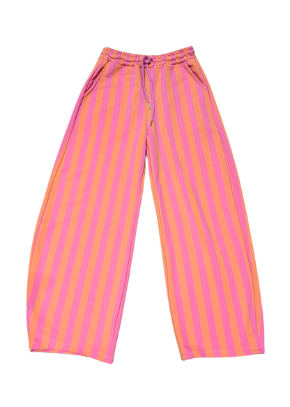 The Edit - Pink & Orange Stripe Jersey Trousers