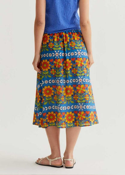 Compañia Fantastica - Retro Garden Print Midi Skirt
