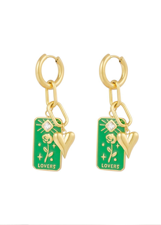 The Edit - Rose Lovers Earrings in Green