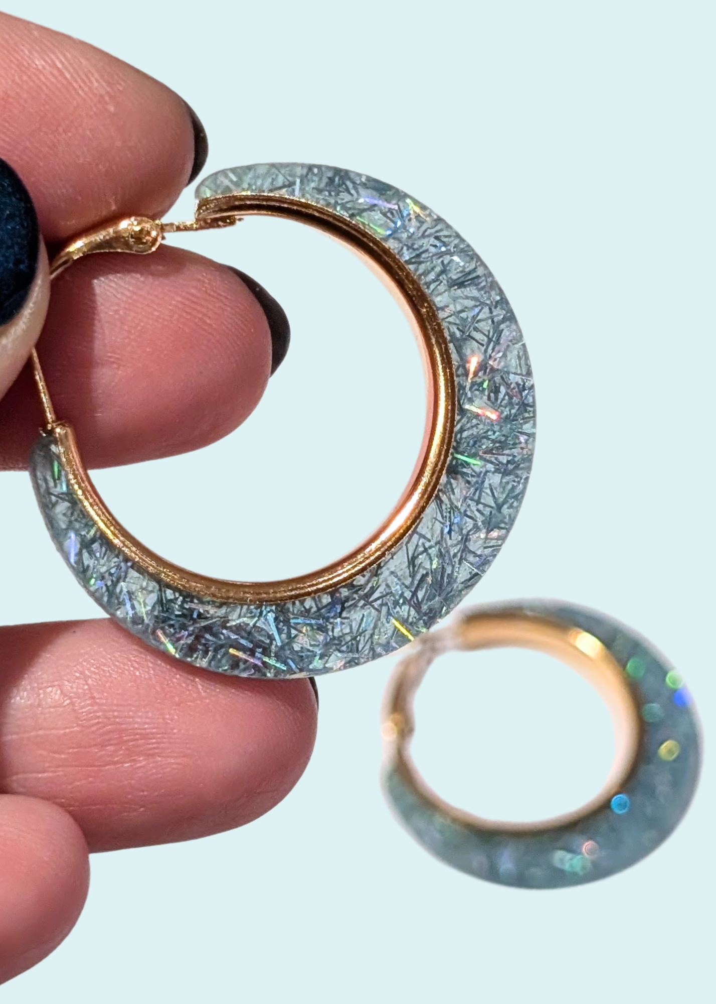 The Edit - Blue Iridescent Glitter Small Hoop Earrings