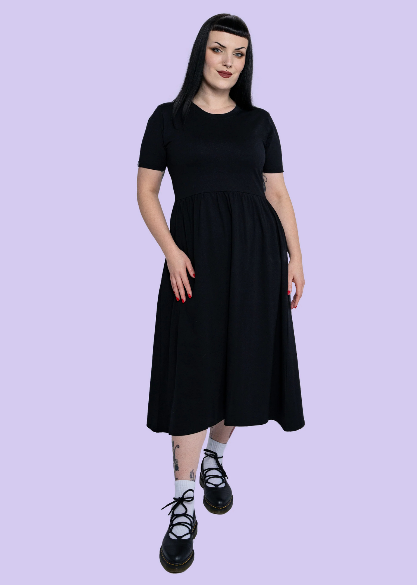 Rebel Romance - Black Midi Stretch Dress