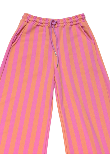 The Edit - Pink & Orange Stripe Jersey Trousers
