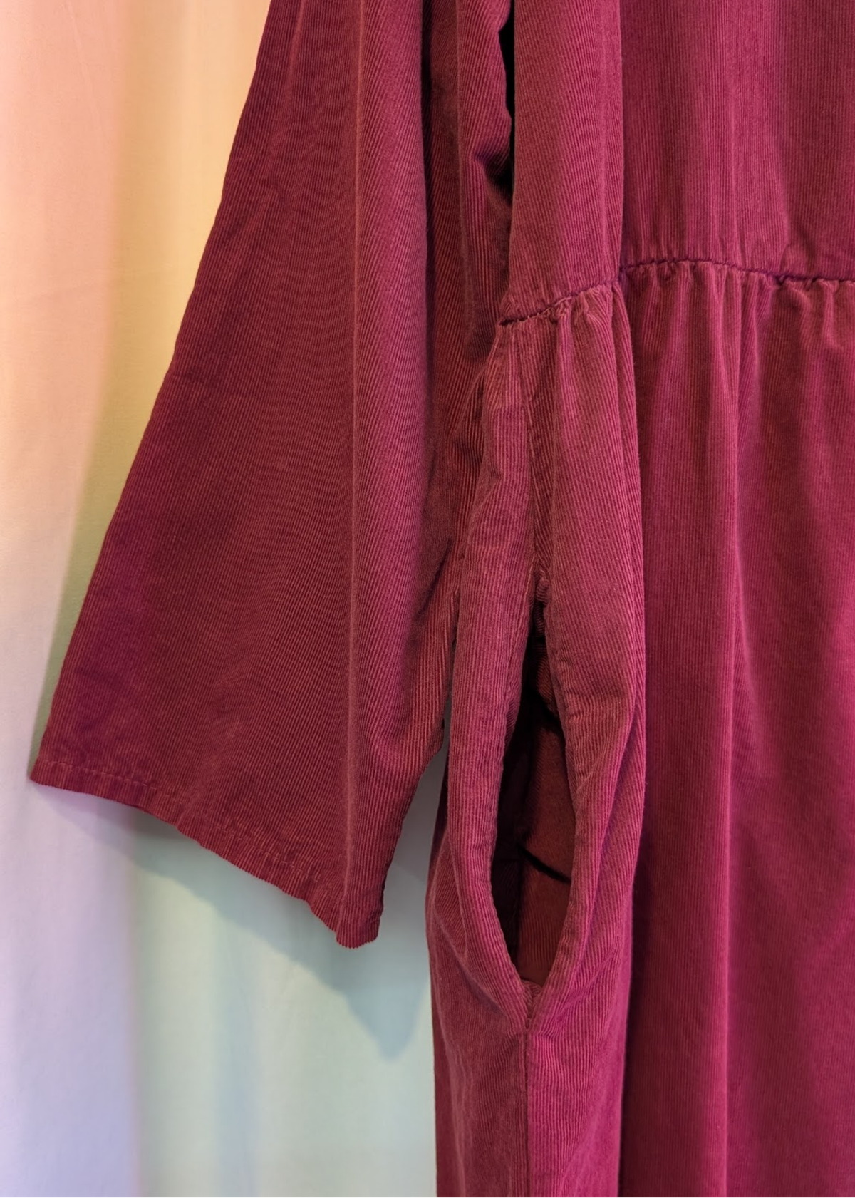 The Edit - Plum Needlecord Midi Smock Dress