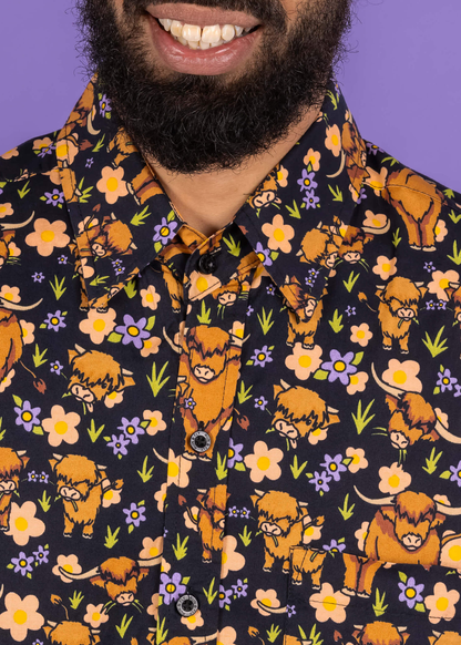Run & Fly - Highland Cows Short Sleeve Shirt
