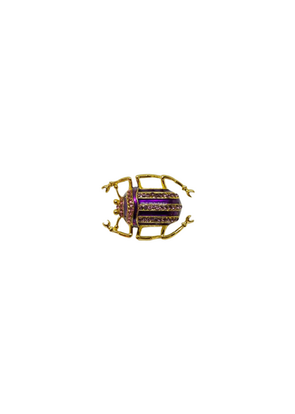 The Edit - Purple Bejeweled Beetle Brooch