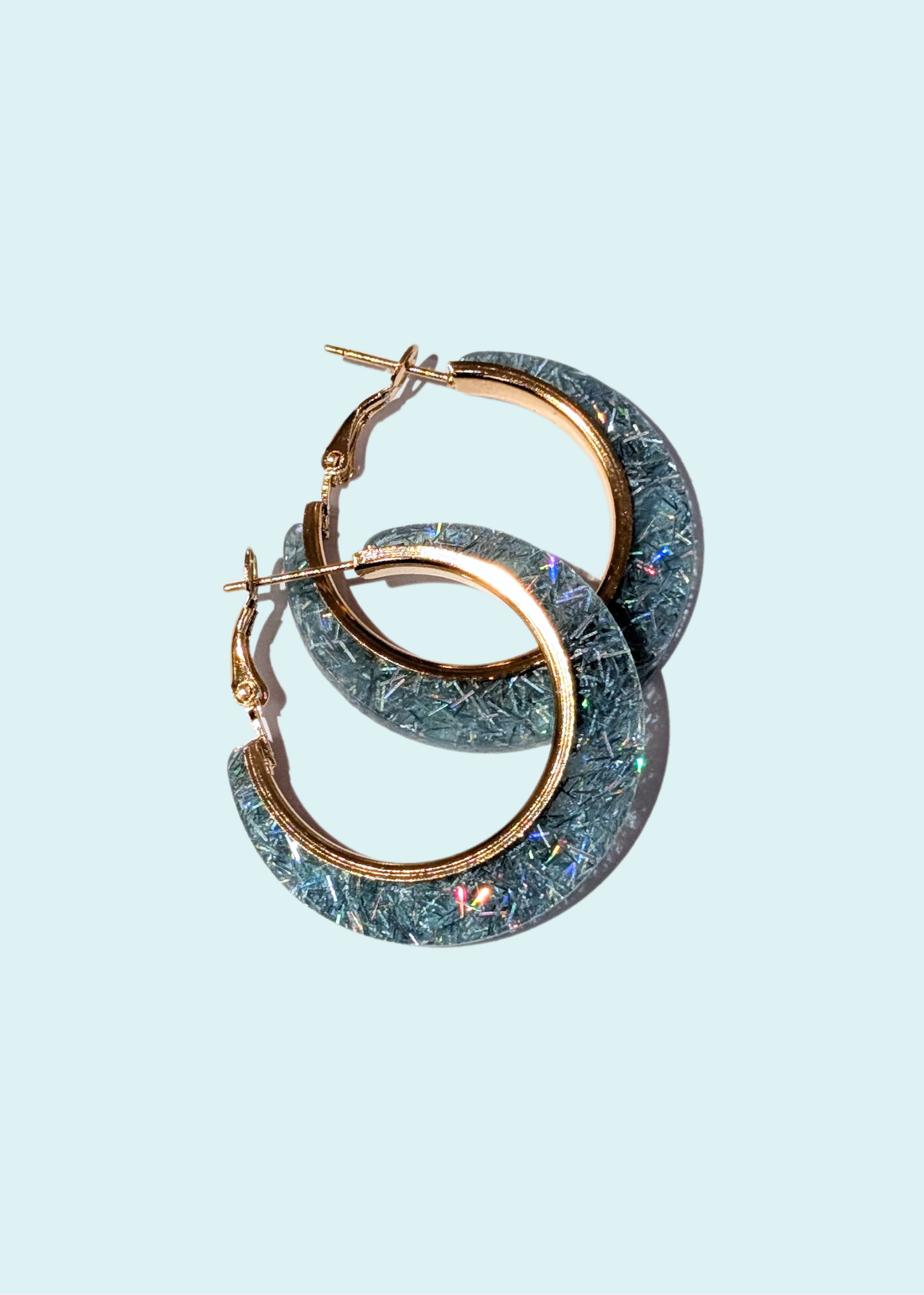The Edit - Blue Iridescent Glitter Small Hoop Earrings