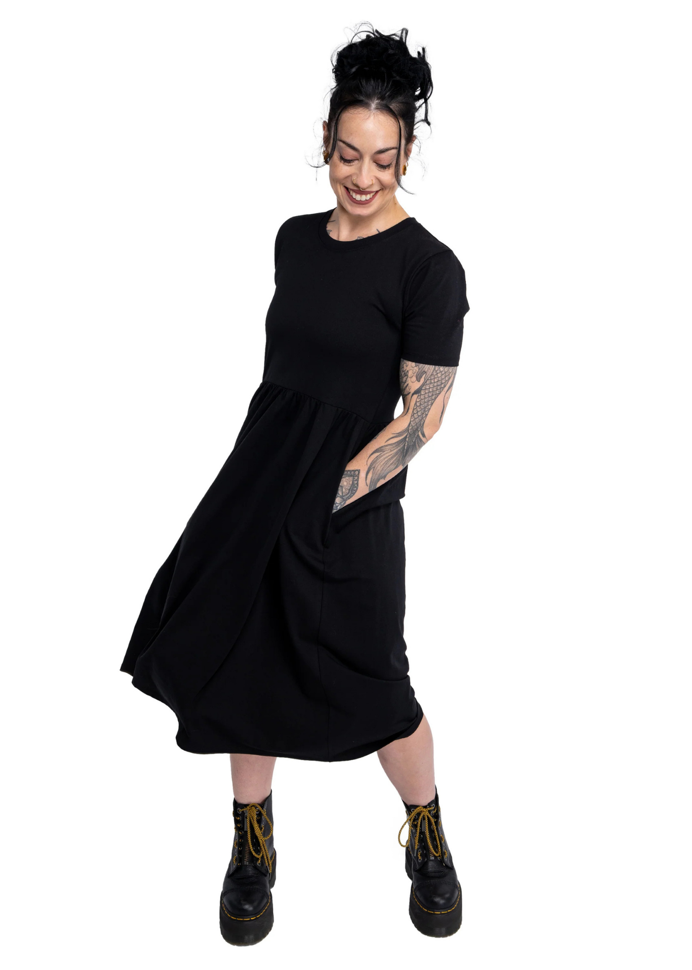 Rebel Romance - Black Midi Stretch Dress