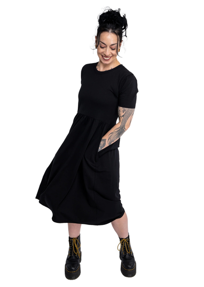 Rebel Romance - Black Midi Stretch Dress