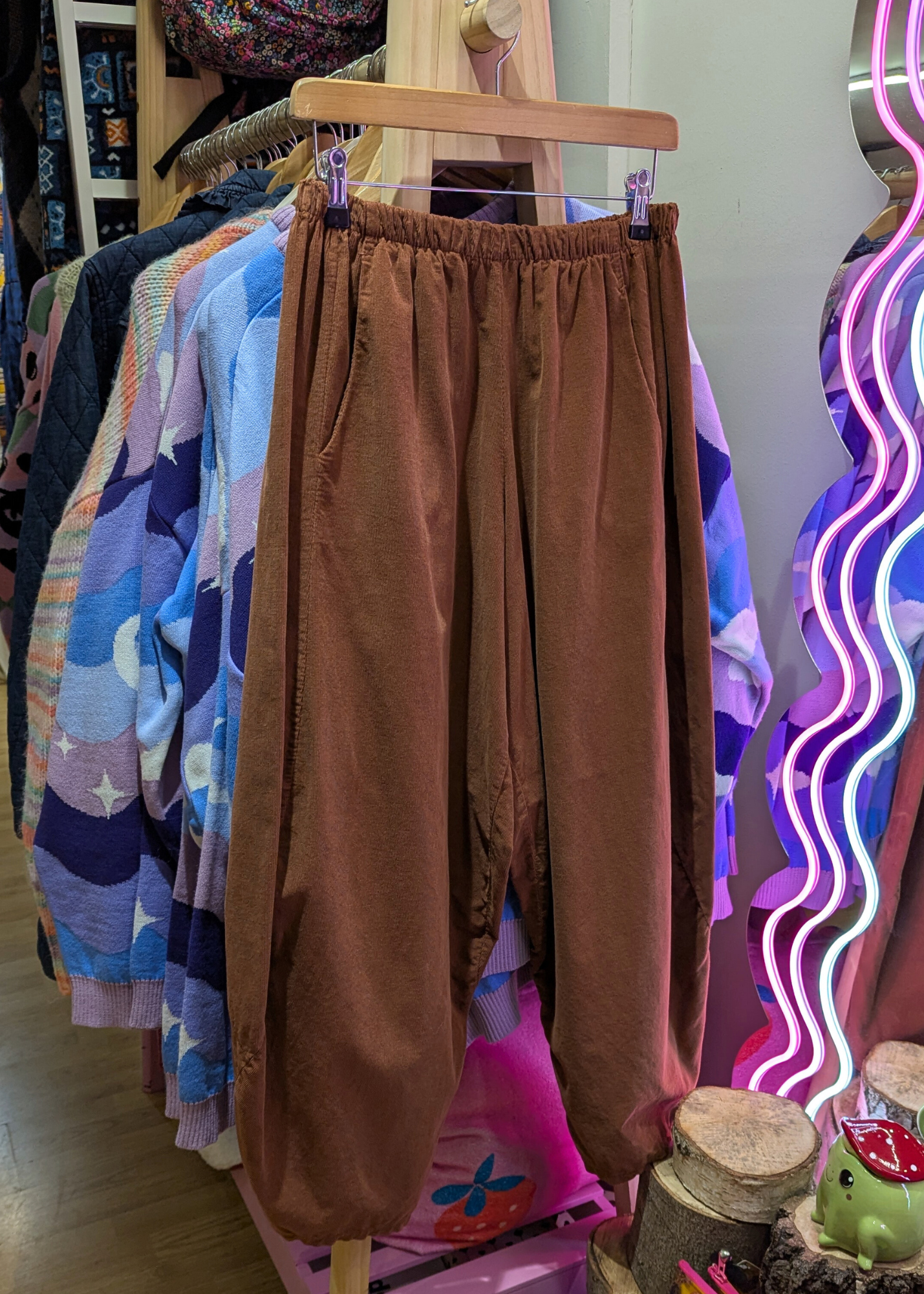 The Edit - Burnt Orange Needle Cord Cocoon Joggers