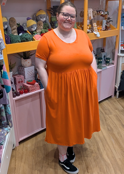 The Edit - Hot Orange Smock Dress with Pockets