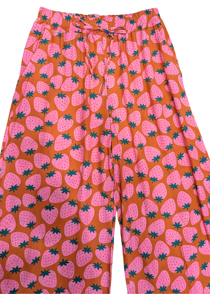 The Edit - Strawberry Print Wide Leg Trousers