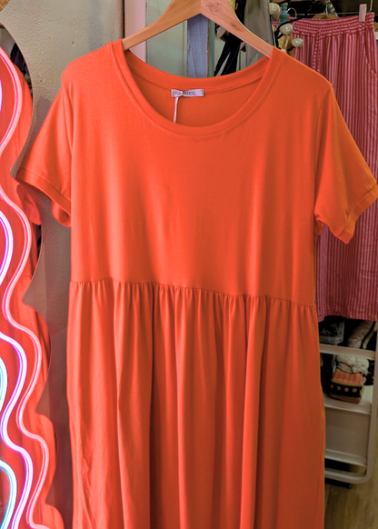 The Edit - Hot Orange Smock Dress with Pockets