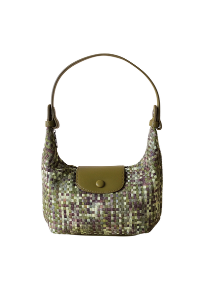 The Edit - Green & Khaki Woven Check Mini Shoulder Bag