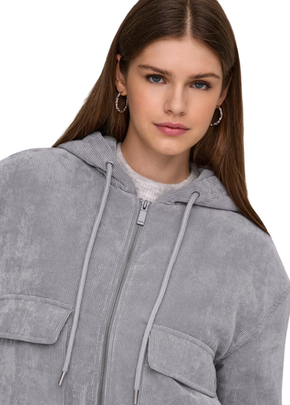 Only - Dusky Lavender Corduroy Quilted Jacket with Hood