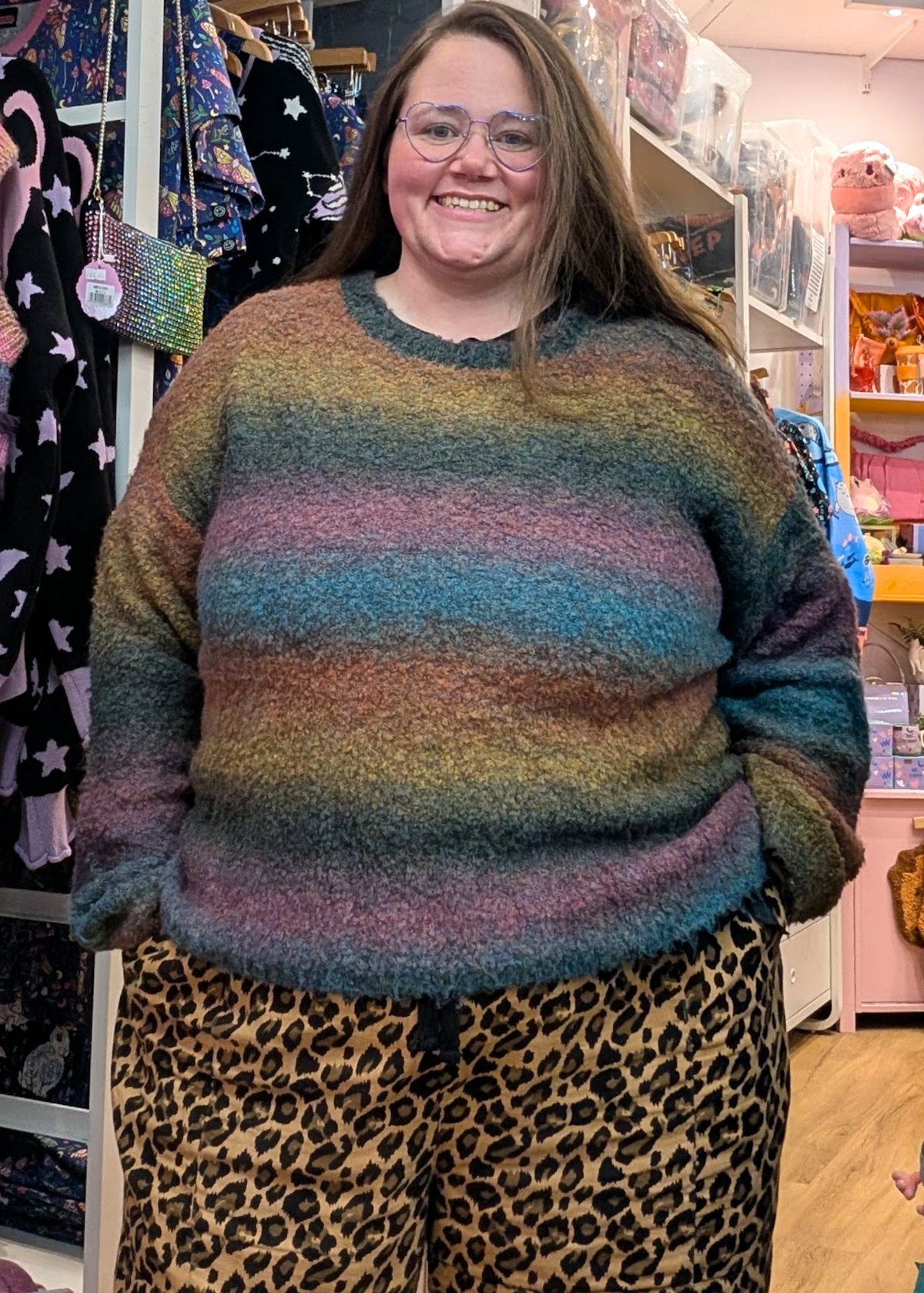 The Edit - Oversized Ombre Rainbow Boucle Knit Jumper