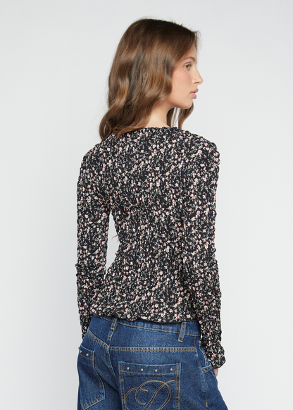 Daisy Street - Black Floral Ditsy Long Sleeve Elva Top