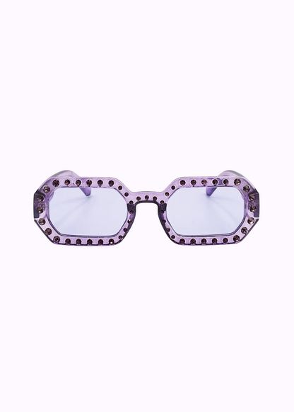 The Edit - Lilac Oval Sunglasses with Jewel Detail