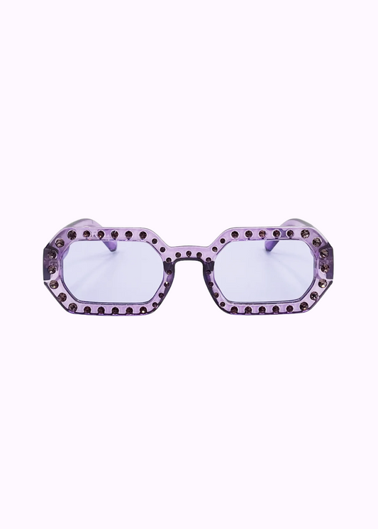 The Edit - Lilac Oval Sunglasses with Jewel Detail
